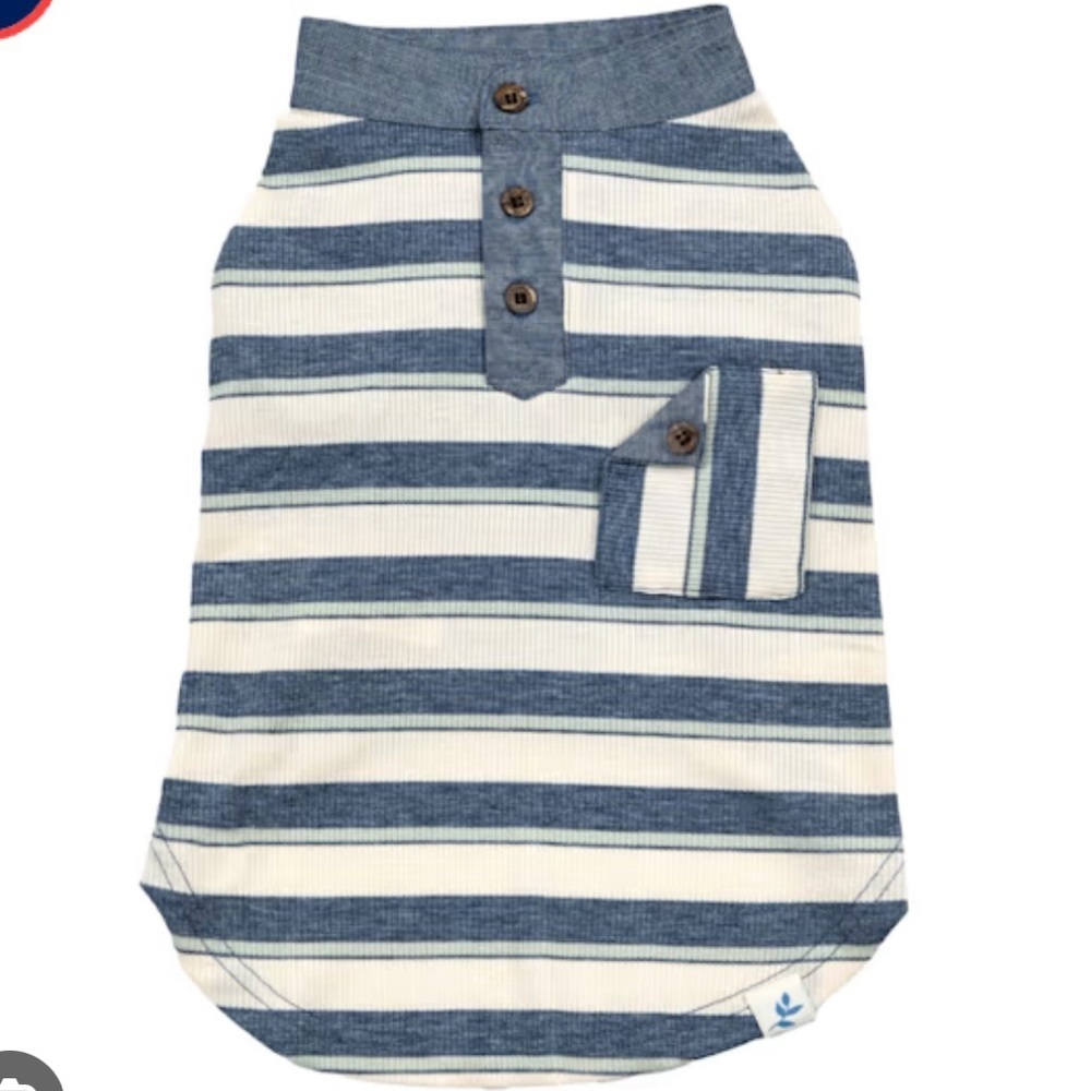 NWT Harry Barker Striped Henley dog shirt M